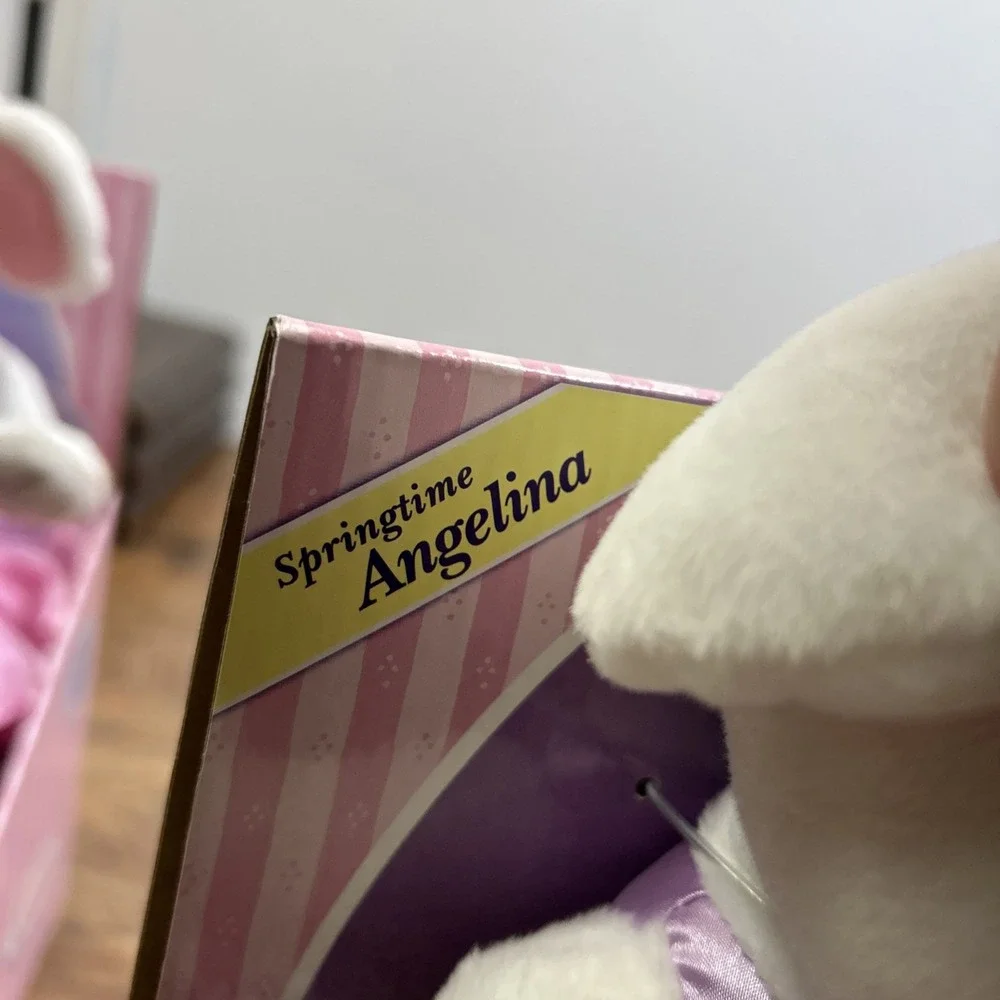 Vtg Springtime Angelina Ballerina Plush Purple Dress Flower Poseable DVD NEW HTF